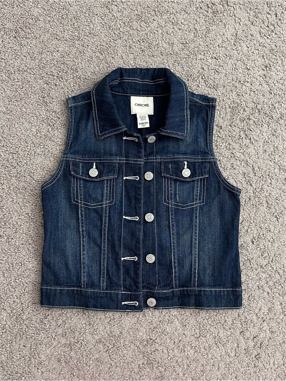 Cherokee Dark Blue Denim Vest Girls L (10/12)